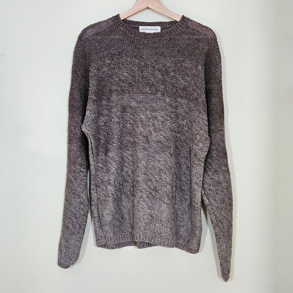 Banana Republic Linen Sweater Men M Brown Ombre LS Crewneck Sustainable Neutral - Picture 13 of 14